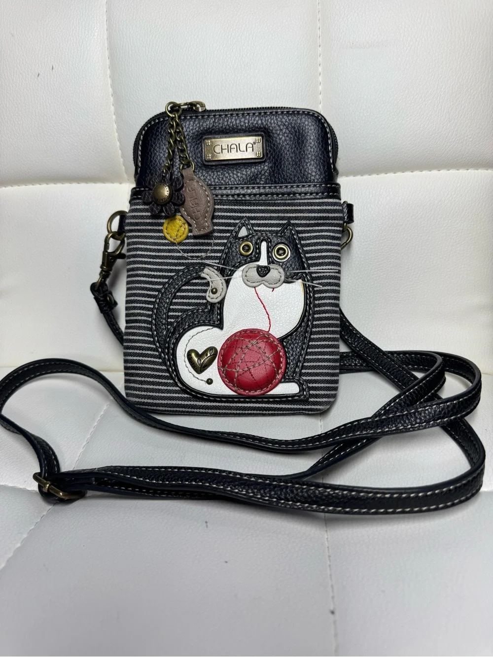 Chala Fat Cat Striped Cell Phone Crossbody Purse